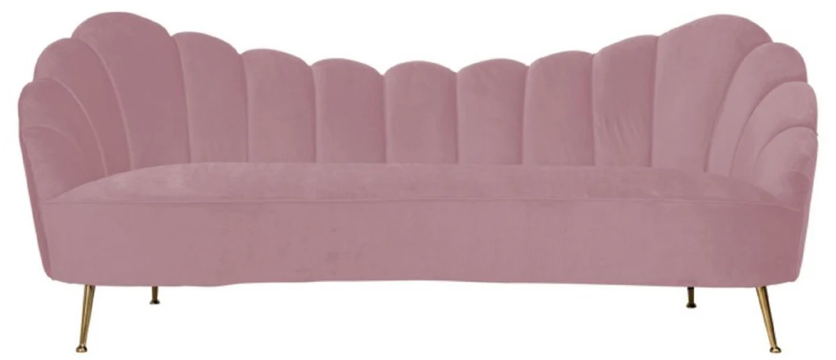 Casa Padrino sof¨¢ de terciopelo de lujo rosa / oro 230 x 94 x A. 90 cm - Sof¨¢ de sal¨®n con tela de terciopelo fino - Muebles de sal¨®n - Muebles de lujo - Interiores de sal¨®n - Interiores de lujo