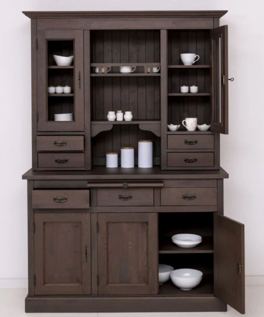 Casa Padrino armario de comedor de estilo campestre marr¨®n oscuro 138 x 50 x A. 197 cm - Armario de cocina de madera maciza - Muebles de comedor en estilo campestre