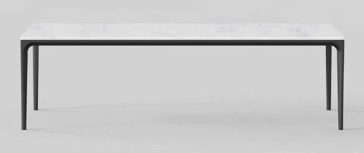 Casa Padrino mesa de comedor de lujo con tablero de m¨¢rmol artificial blanco / negro mate 240 cm