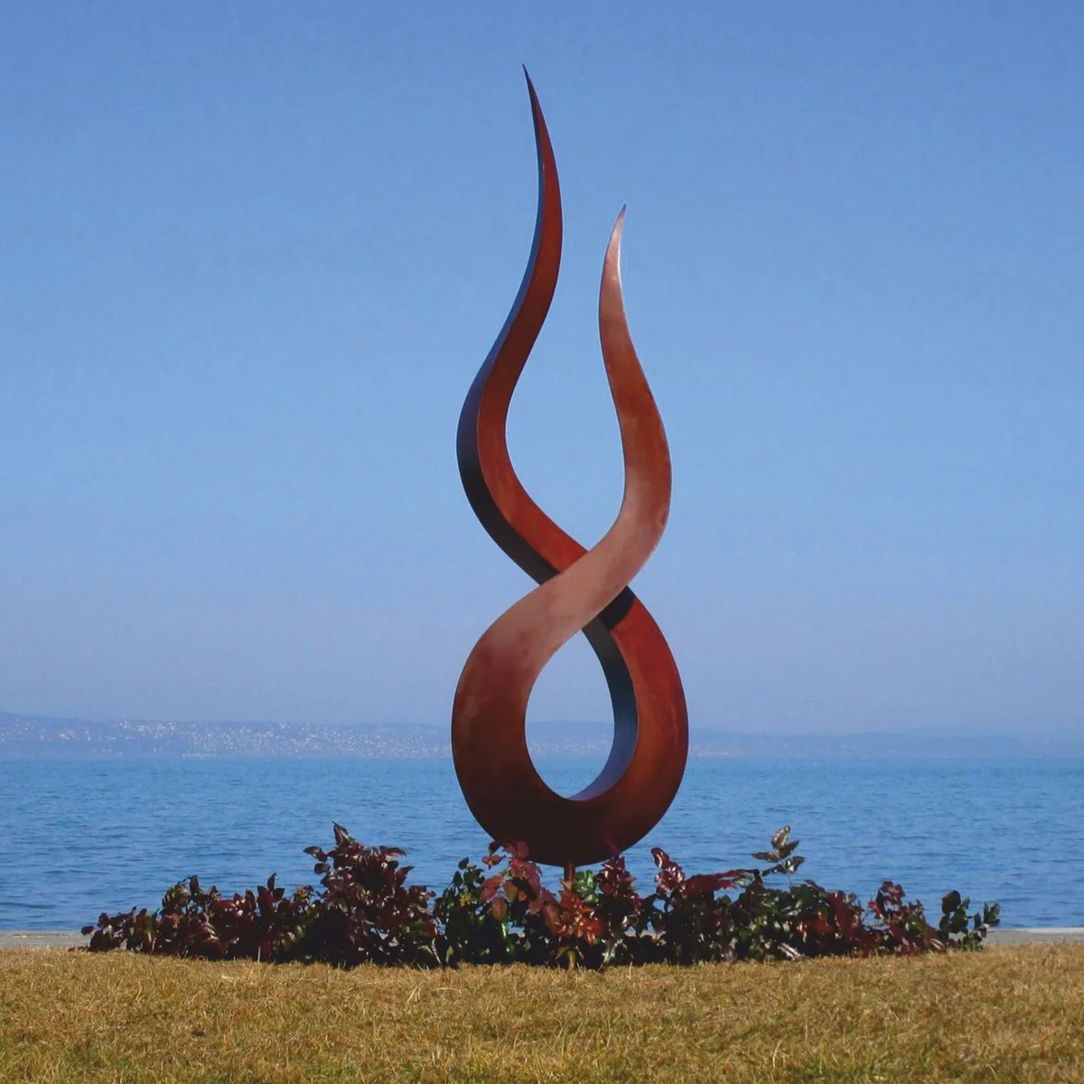 Casa Padrino escultura decorativa de jard¨ªn de acero de lujo llama ¨®xido A. 210 cm