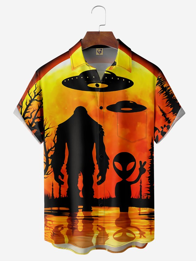 Bigfoot Alien Chest Pocket Short Sleeve Shirt