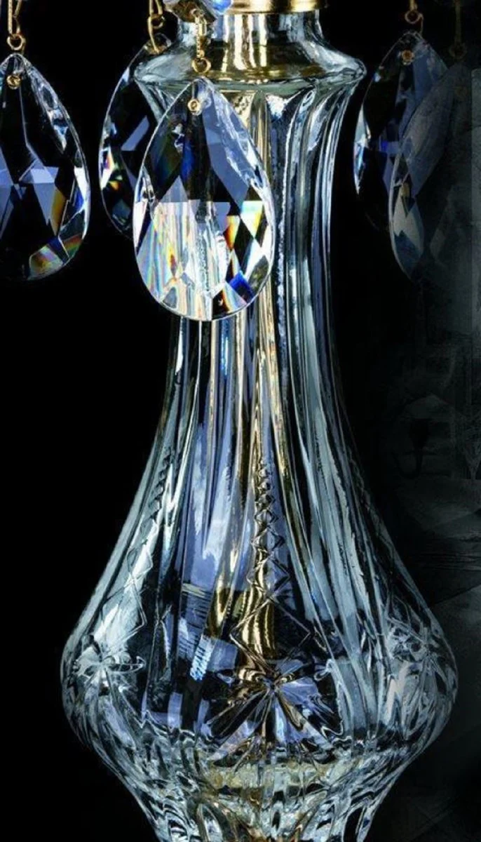 Casa Padrino lámpara de mesa de cristal barroco de lujo oro Ø 30 x A. 55 cm - Magnífica lámpara de escritorio con cristal de Bohemia - Luces de cristal barroco