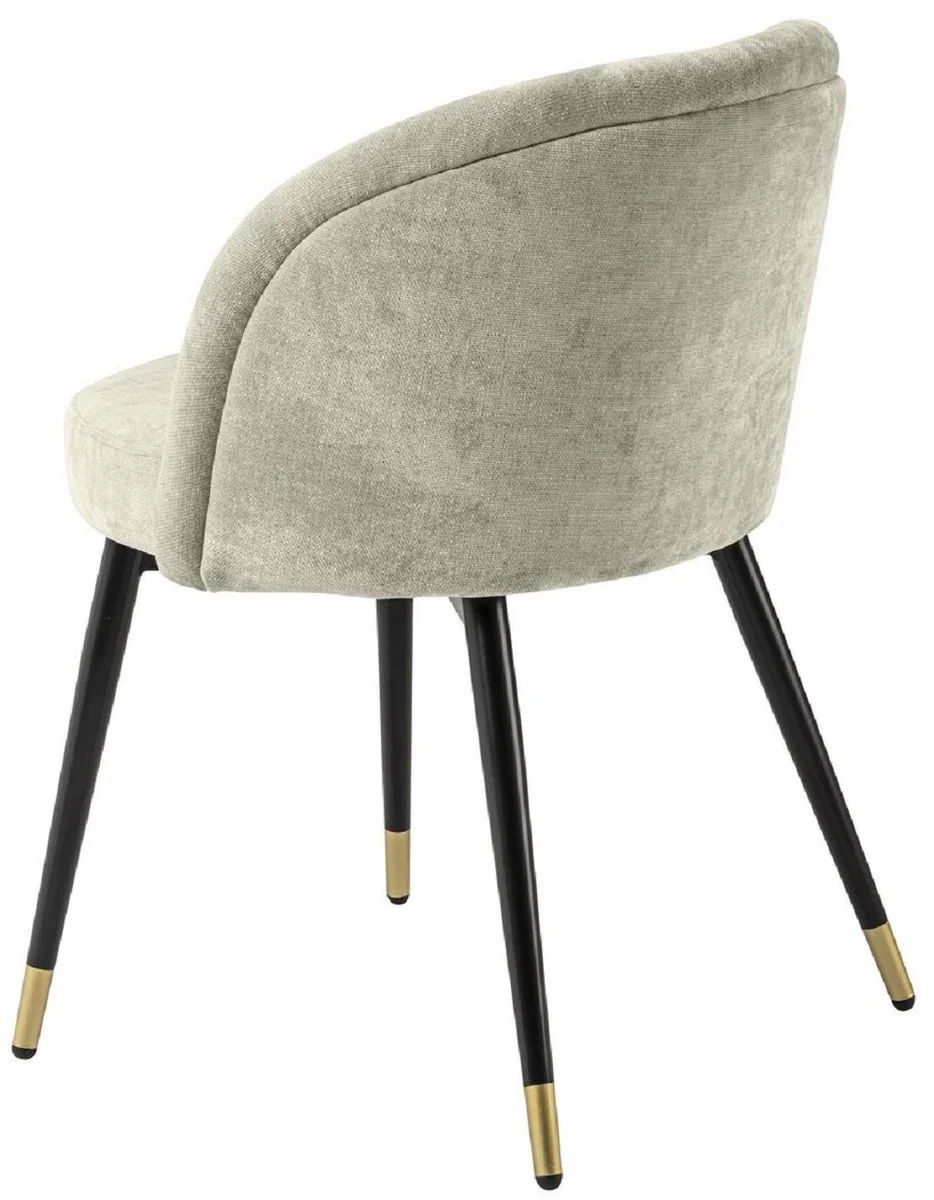 Casa Padrino conjunto de sillas de comedor de lujo arena / negro / lat¨®n 57,5 x 58 x A. 77 cm - Sillas de comedor nobles - Muebles de comedor de lujo