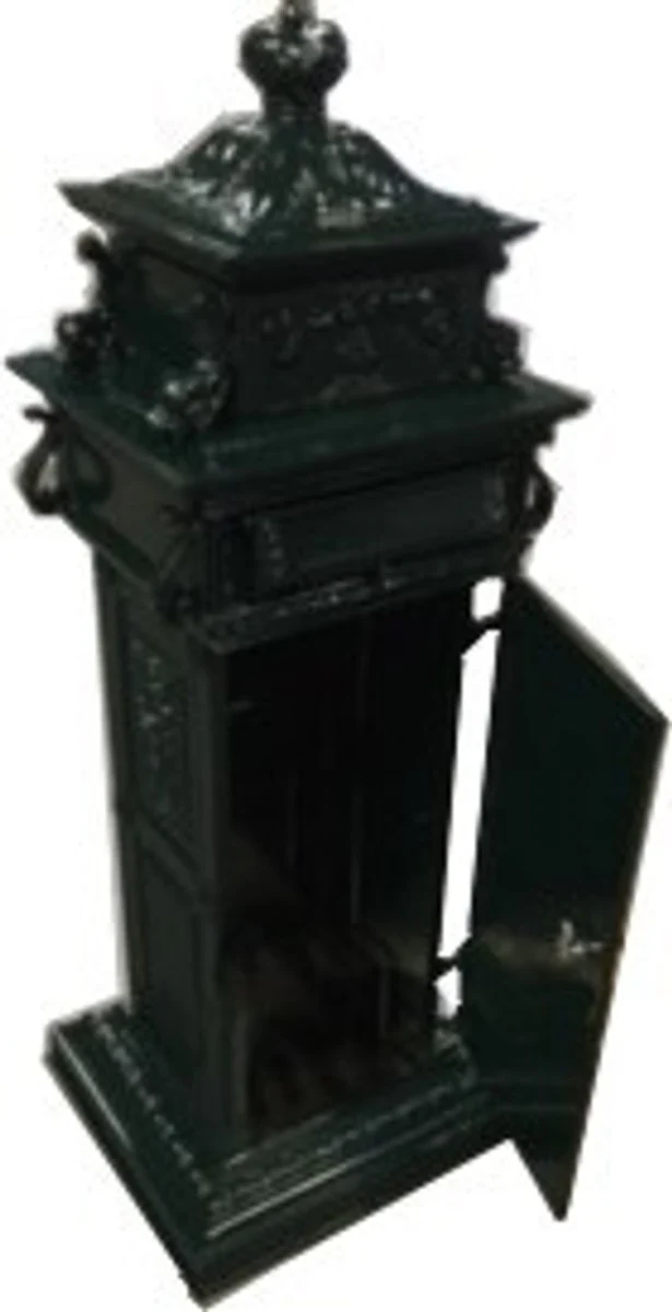 Casa Padrino buzón de pie Art Nouveau de lujo verde - Buzón de aluminio - Buzón de correo - Buzón de columna