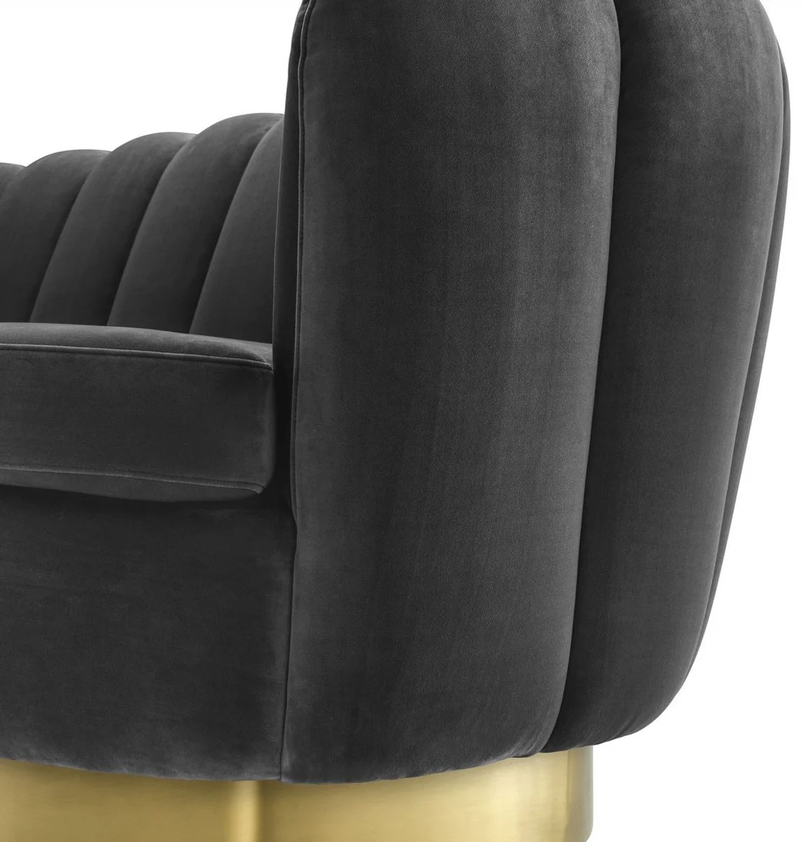 Casa Padrino sof¨¢ de terciopelo de lujo gris oscuro / lat¨®n 225 x 90 x H. 80 cm - Sof¨¢ de Sal¨®n - Calidad de Lujo