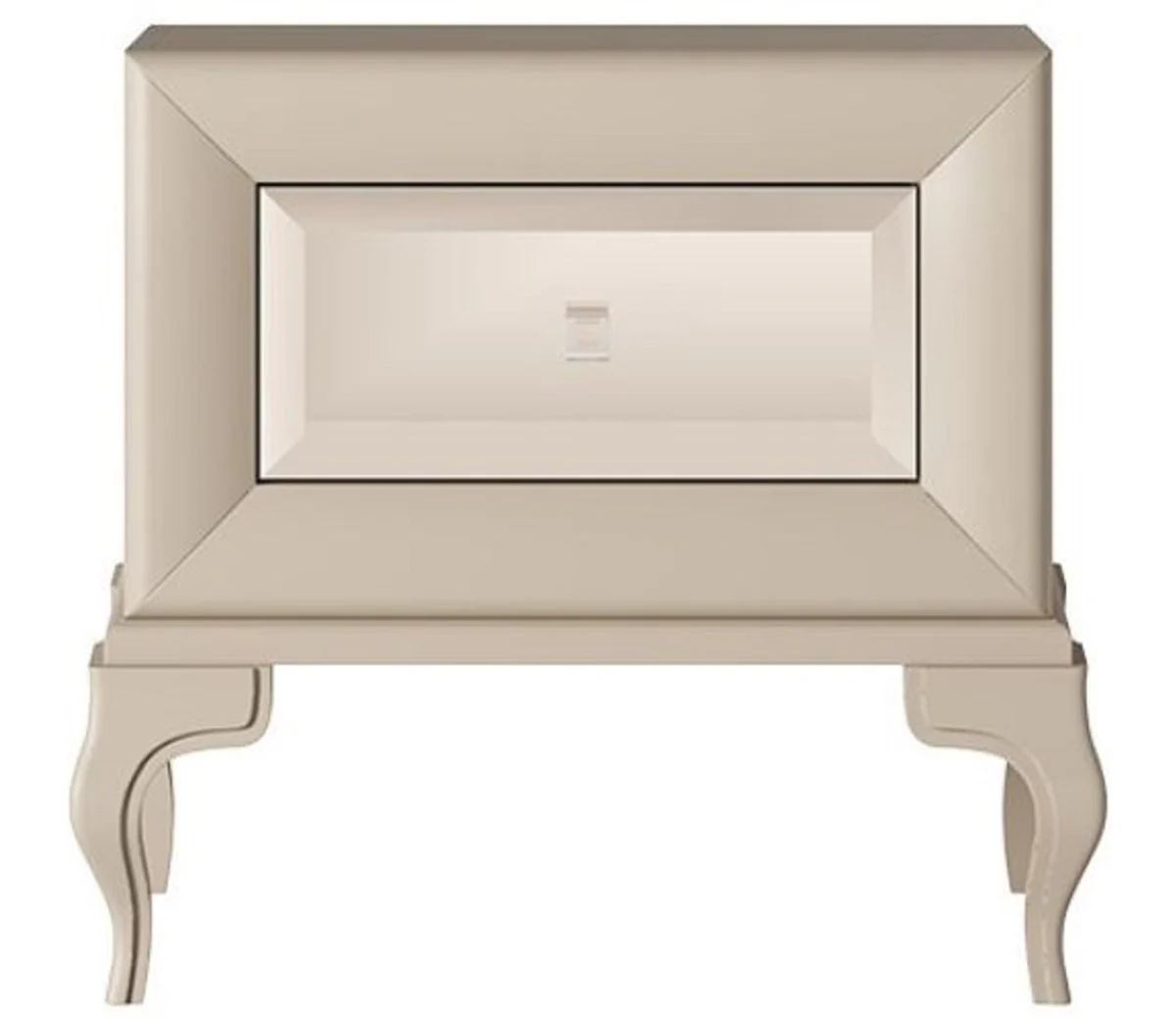 Casa Padrino mesita de noche Art Deco de lujo beige / marr¨®n 70 x 42 x A. 65 cm - Mesita auxiliar con espejo y caj¨®n - Muebles de dormitorio de lujo - Muebles Art Deco de Lujo
