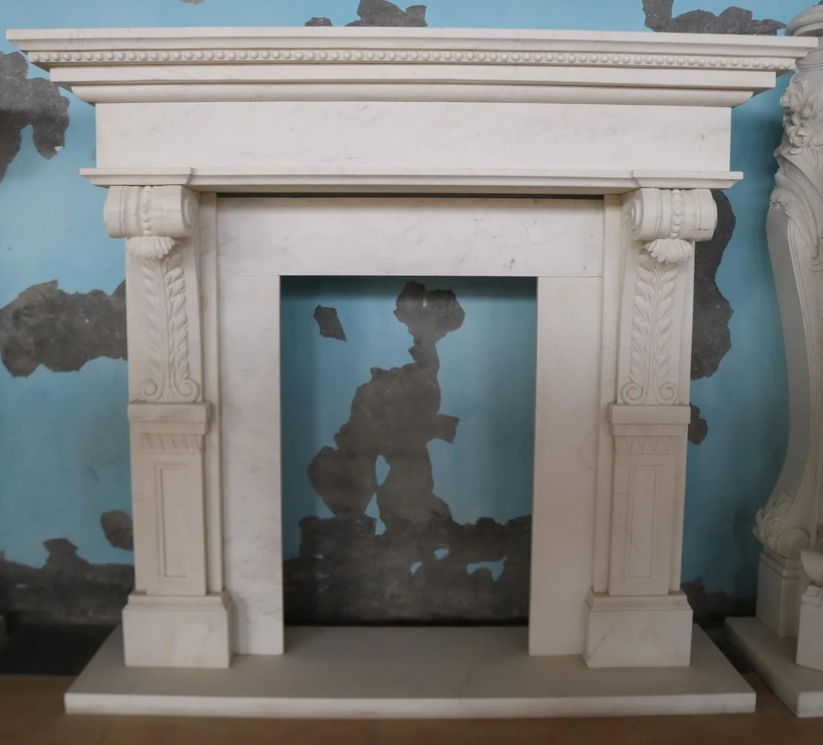 Casa Padrino marco de chimenea de m¨¢rmol barroco de lujo blanco 165 x A. 153 cm