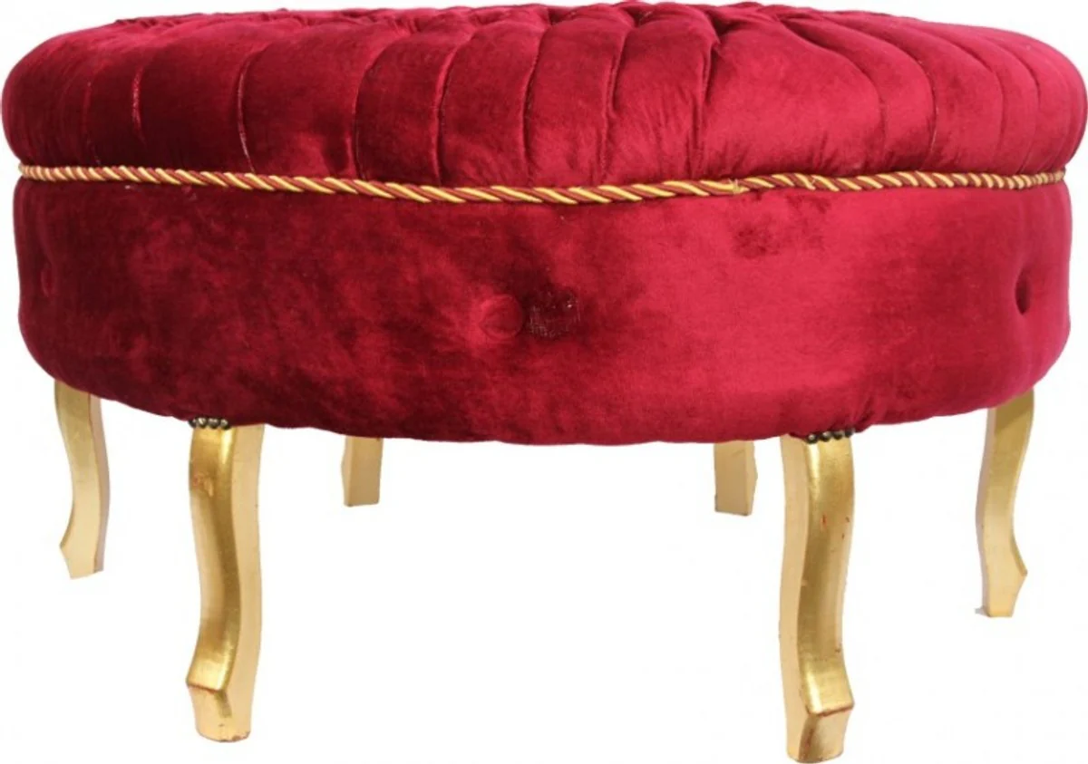 Enorme ronda barroco Taburete Bordeaux / Oro Mod2