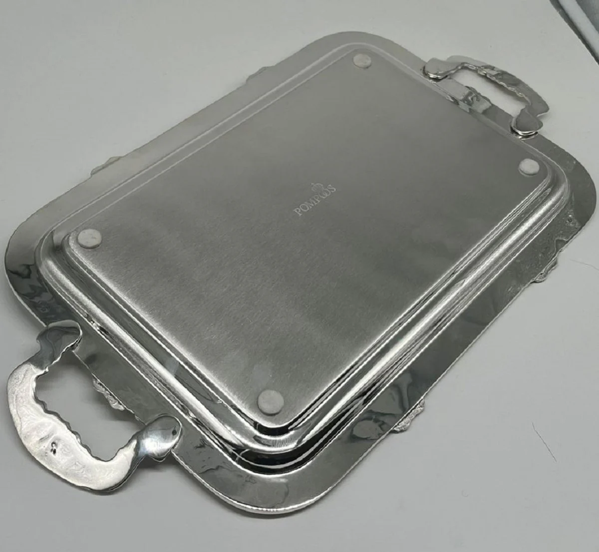 Pomp??s de Casa Padrino bandeja de servicio barroco de lujo corona plata 47 cm - dise?ada por Harald Gl??ckler