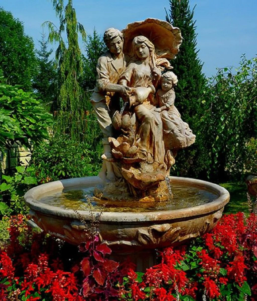 Casa Padrino Fuente de Jardín Art Nouveau Marrón / Gris Ø 95 x H. 164 cm - Fuente de Decoración de Jardín Barroco y Art Nouveau