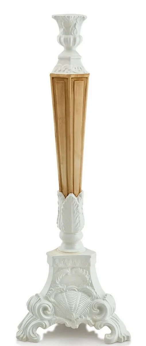 Casa Padrino candelabro barroco blanco / marrón 24 x 24 x H. 64 cm - Candelabro de Cerámica en Estilo Barroco