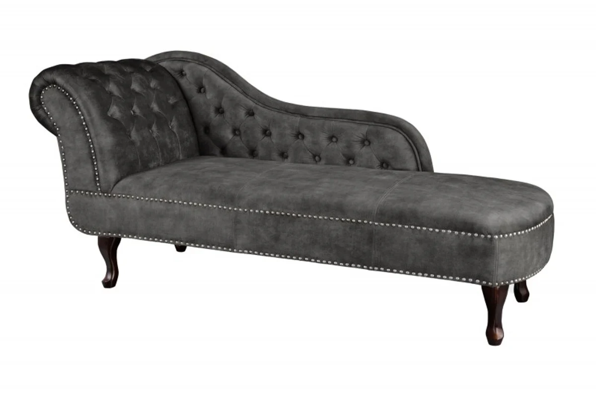 Chaise longue Chesterfield gris oscuro / marr¨®n de Casa Padrino - sof¨¢ tumbona de sal¨®n