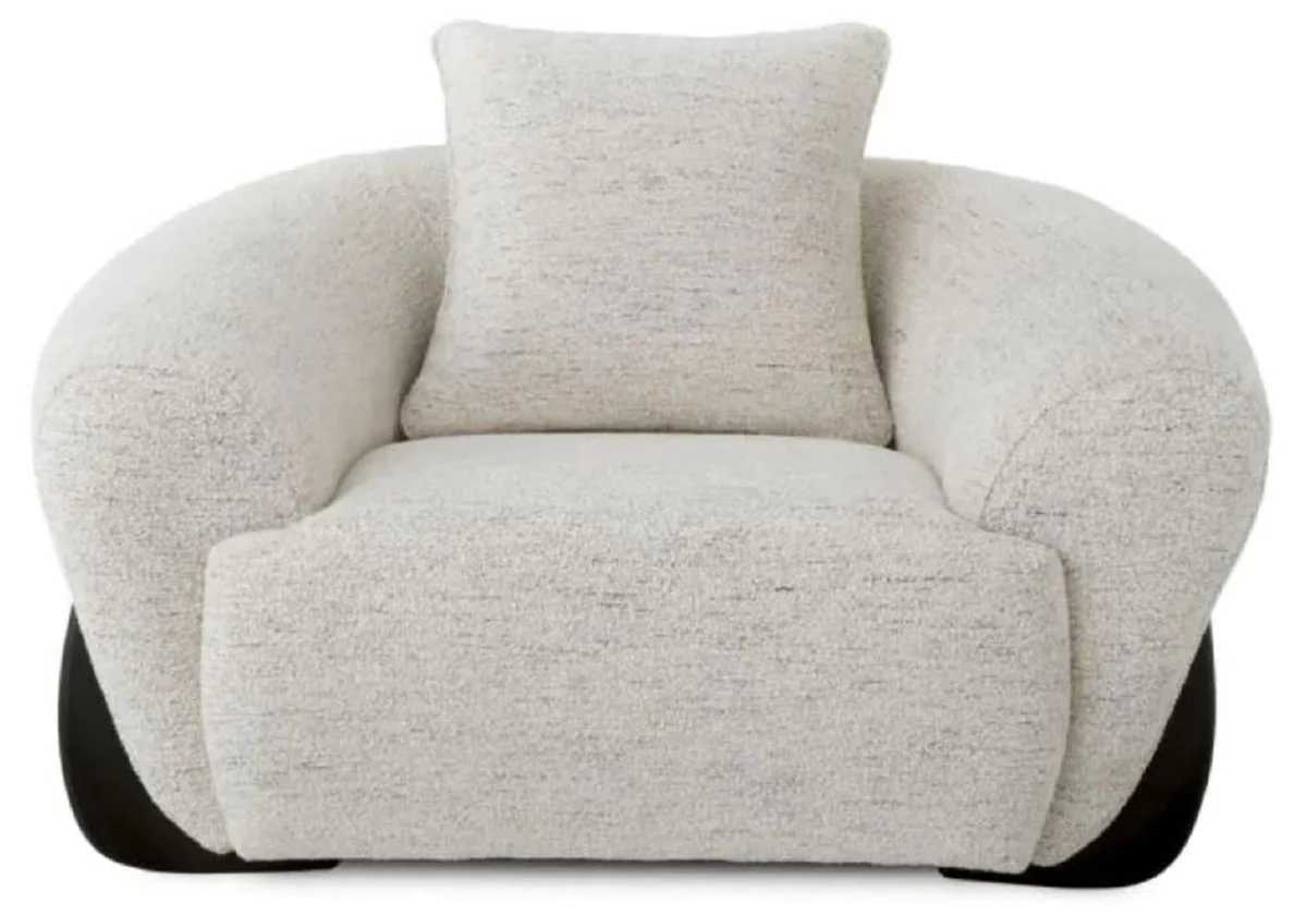 Casa Padrino sill¨®n de lujo con coj¨ªn crema blanco / negro 126 cm