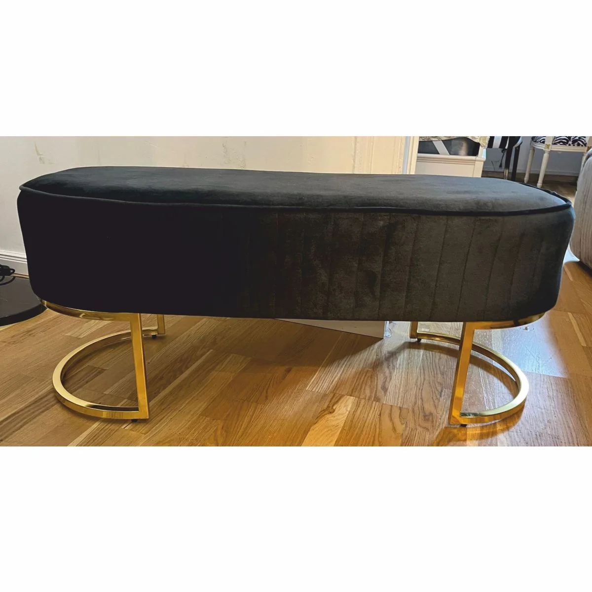 Casa Padrino banco de lujo negro / oro 120 cm - Muebles de lujo