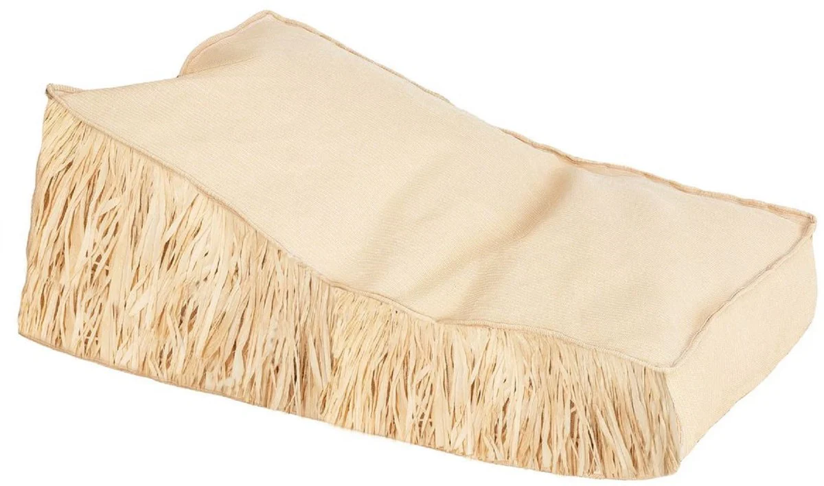 Casa Padrino tumbona de jard¨ªn de lujo con flecos beige / natural 140 cm