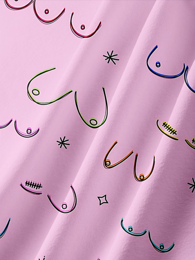 Abstract Line Drawing Chest Pocket Short Sleeves Casual Shirt