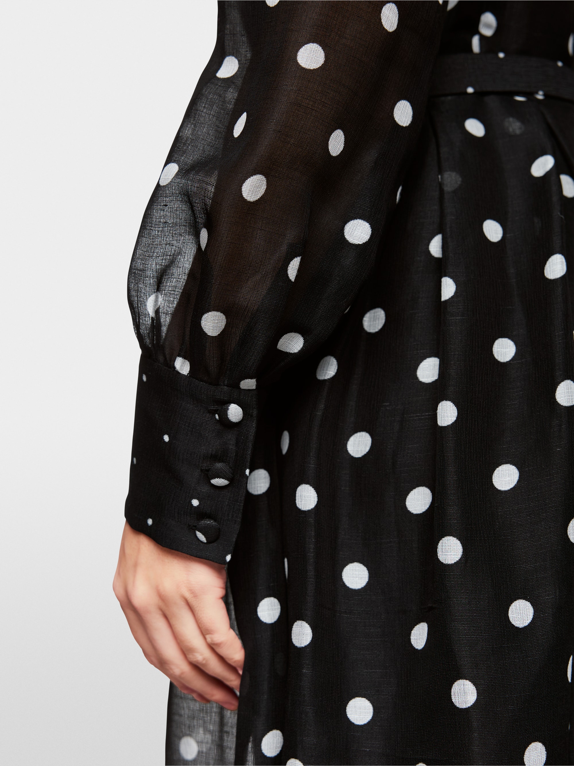 Marc-Cain Long silk and linen polka dot dress