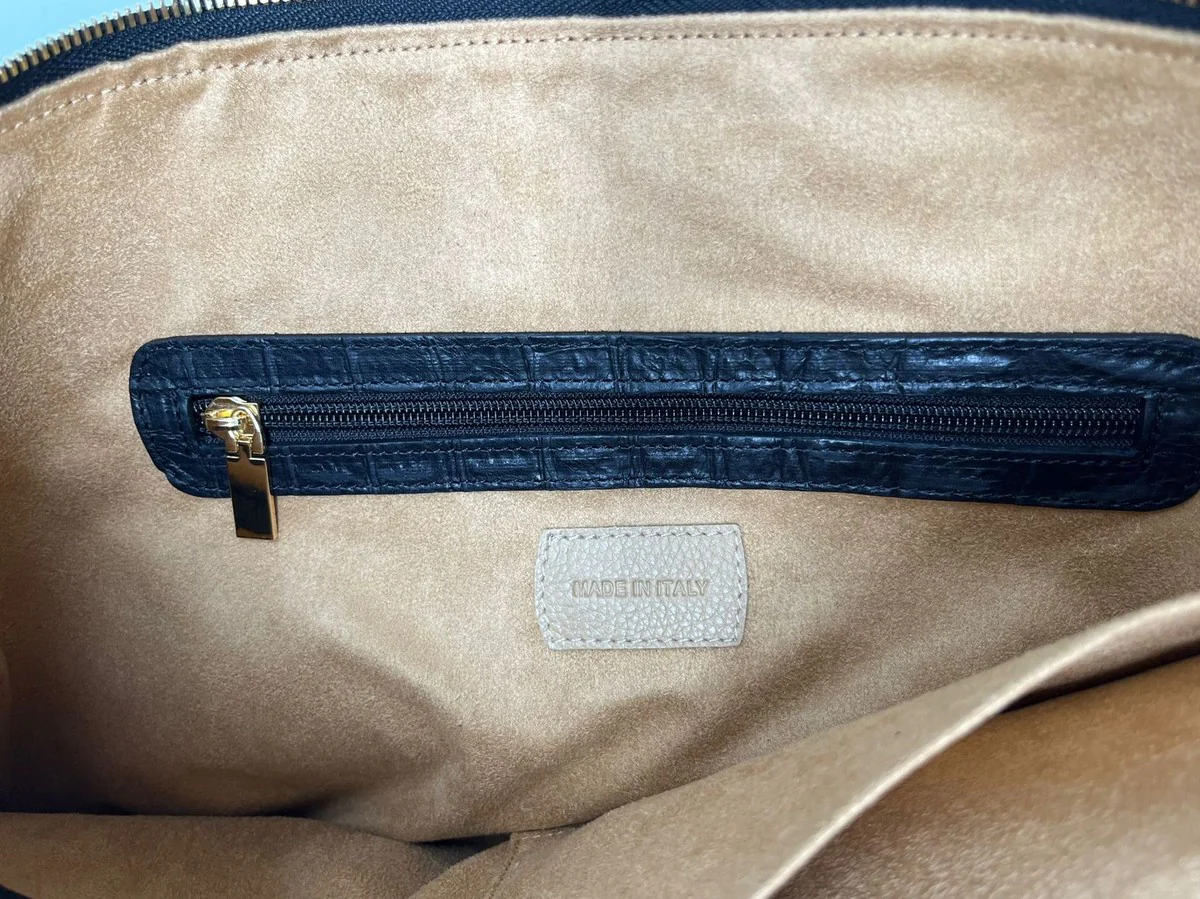 Casa Padrino neceser de lujo de cuero genuino negro / oro 28 cm - Hecho en Italia