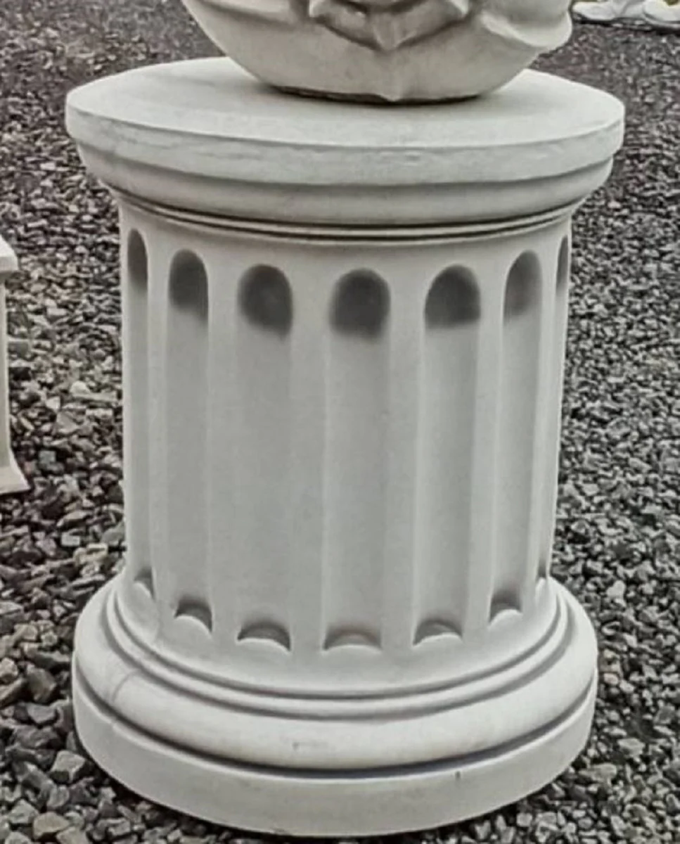 Casa Padrino pedestal barroco gris Ø 48 x A. 59 cm - Magnífica pedestal de jardín de estilo barroco - Pedestal redonda de piedra para decoración de jardín - Accesorios de Decoración de Jardines
