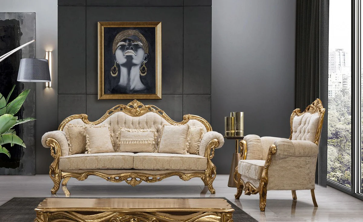 Casa Padrino mesa de centro barroco de lujo oro 115 cm - Muebles de sal¨®n de estilo barroco