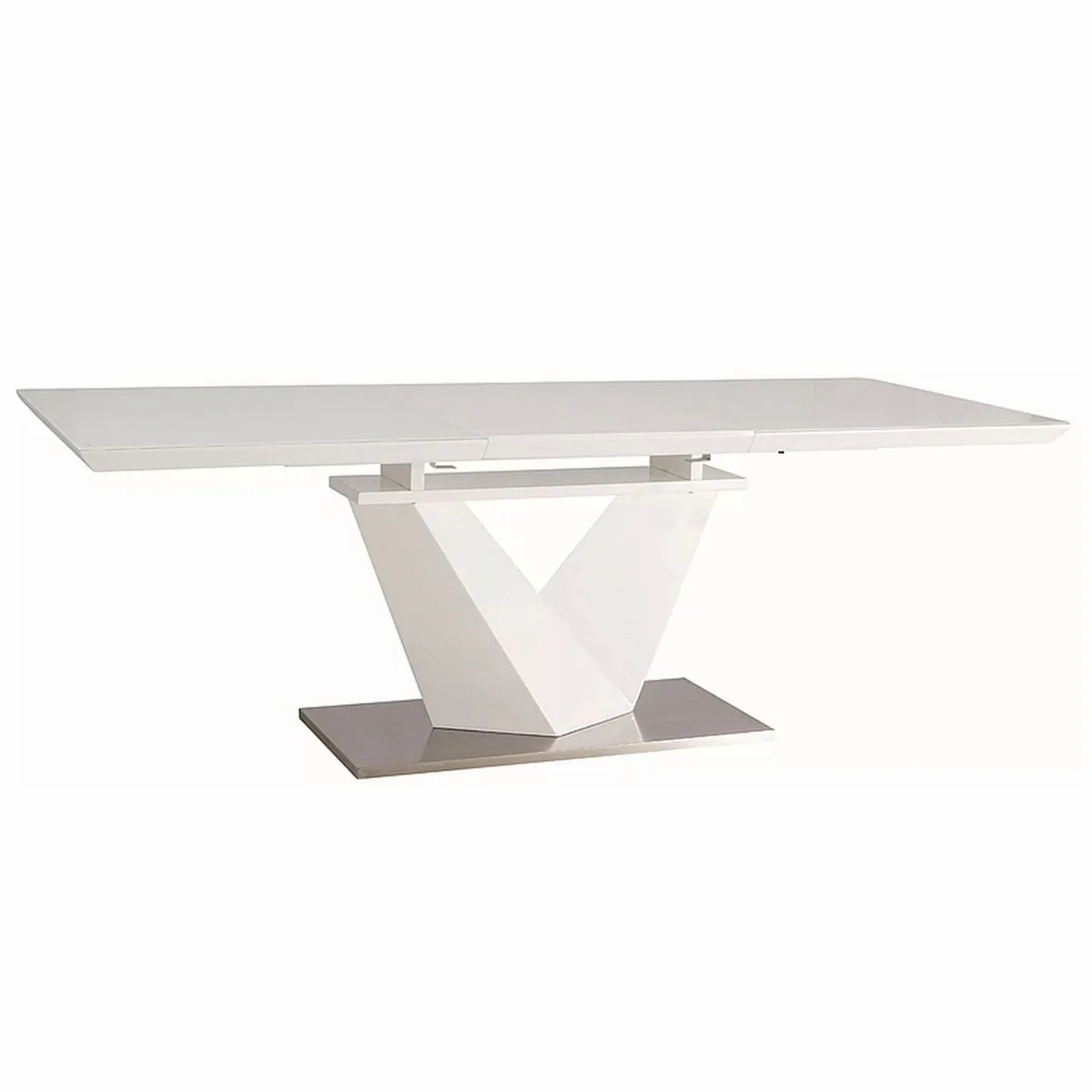 Casa Padrino Mesa de Comedor de Dise?o Blanco / Plata 160-220 cm - Mesa de Cocina Extensible