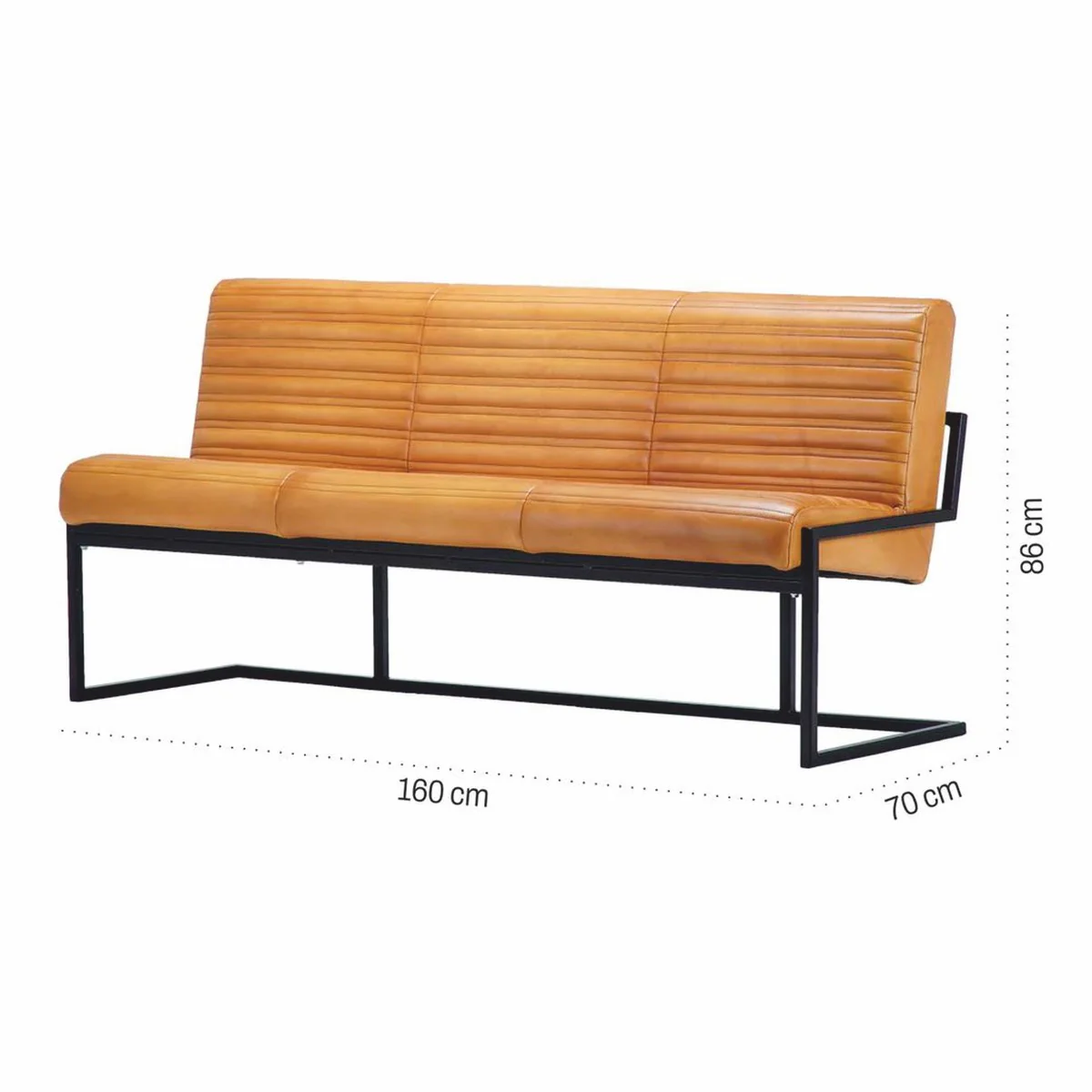 Casa Padrino banco de lujo de cuero genuino marr¨®n claro / negro 160 cm - Muebles de cuero genuino