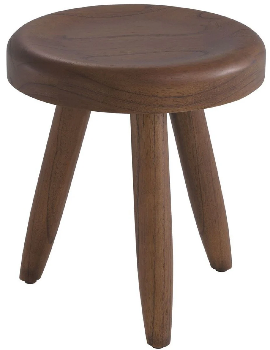 Casa Padrino taburete de lujo marr¨®n ? 31 x A. 34 cm - Taburete de madera maciza - Taburete redondo de madera Mindi - Muebles de Lujo