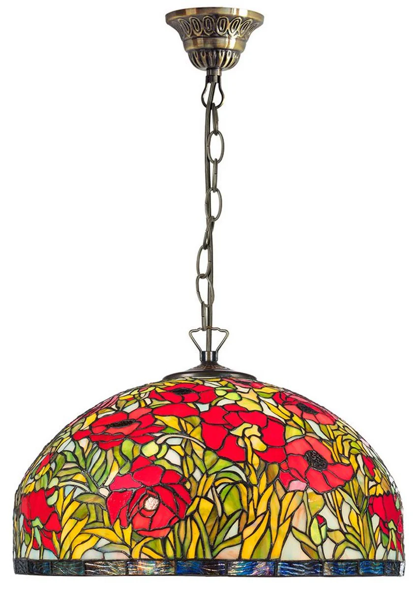 Casa Padrino Tiffany Hanging Lamp Multicolor Ø 50 x H. 95 cm - Handmade Tiffany Hanging Lamp Made Of 1221 Pieces