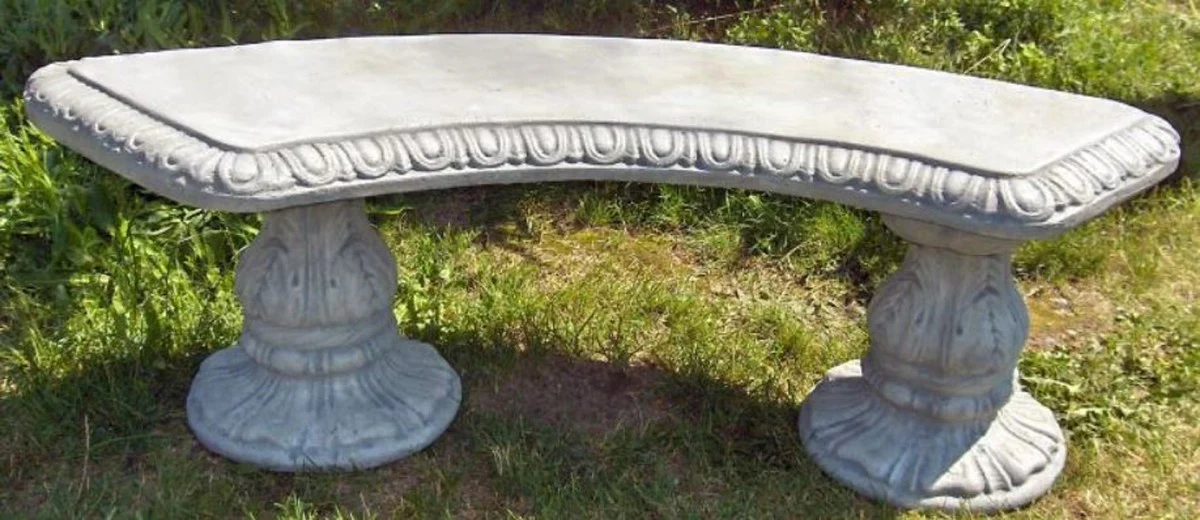 Casa Padrino Art Nouveau Banco de Jardín / Banco del Parque 138 x 45 x H. 48 cm - Banco Curvo con Adornos Hermosos - Muebles de Jardín - ¡Especial!