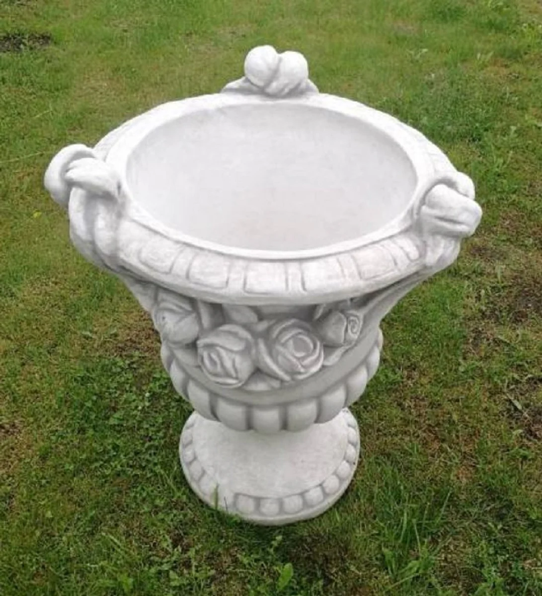 Casa Padrino maceta decorativo de jard¨ªn barroco gris A. 72 cm - Macetero redondo de estilo barroco - Decoraci¨®n barroco de jard¨ªn - Decoraci¨®n barroco de terraza - Accesorios barroco