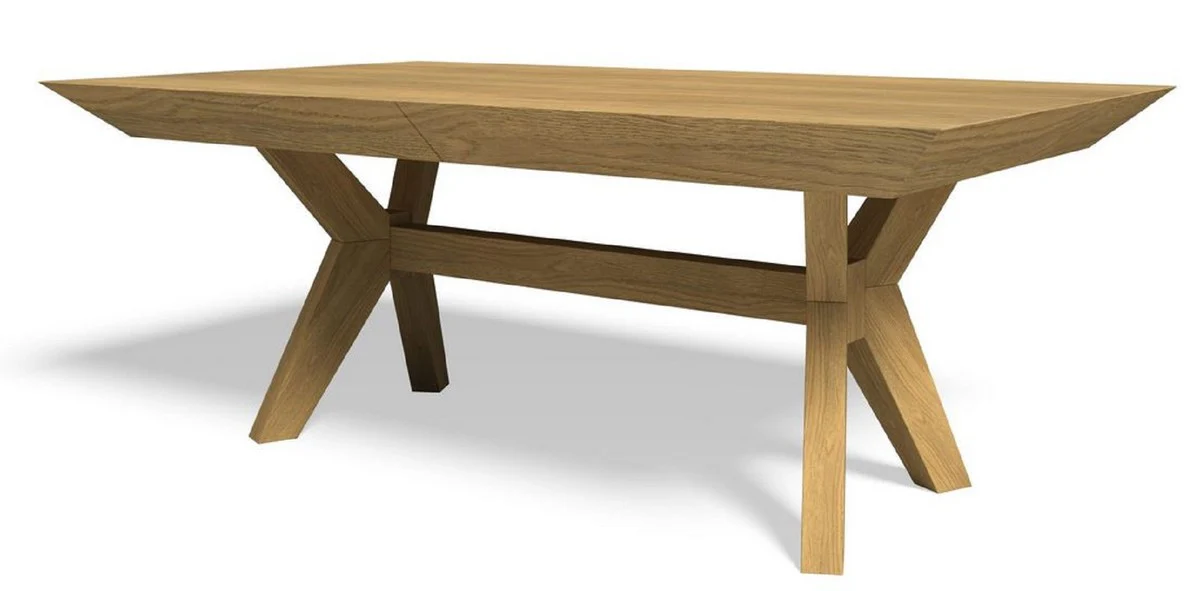 Casa Padrino mesa de comedor de lujo natural 190-382 x 110 x A. 77 cm - Mesa de cocina extensible de madera maciza - Muebles de comedor - Muebles de madera maciza - Muebles de lujo