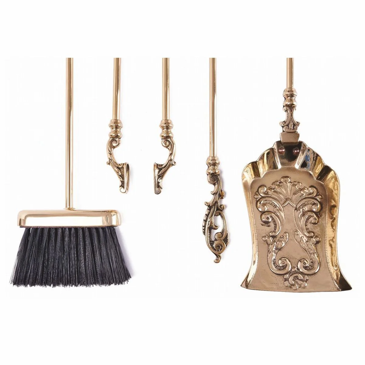 Casa Padrino cubiertos para chimenea barrocos con soporte oro A. 78 cm - Accesorios para chimenea