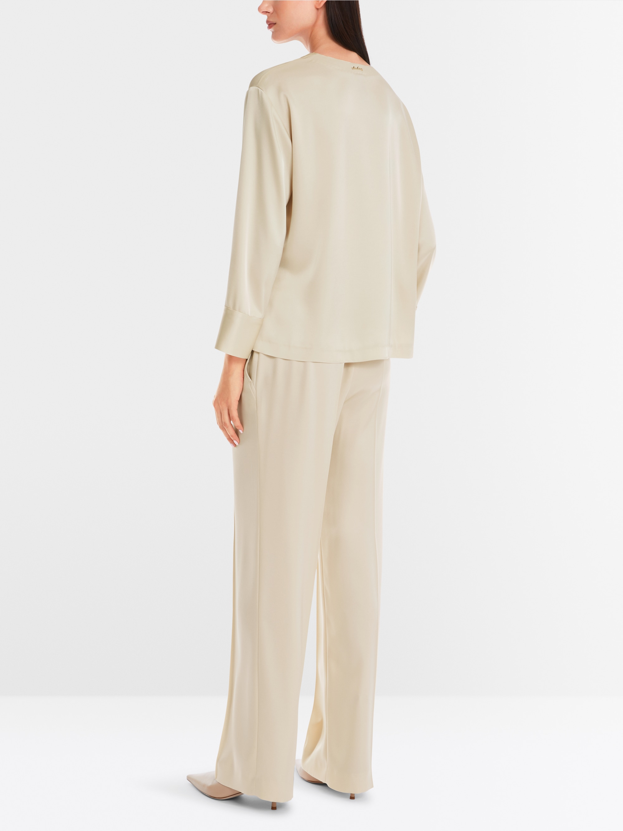 Marc-Cain Plain collarless blouse with glitter