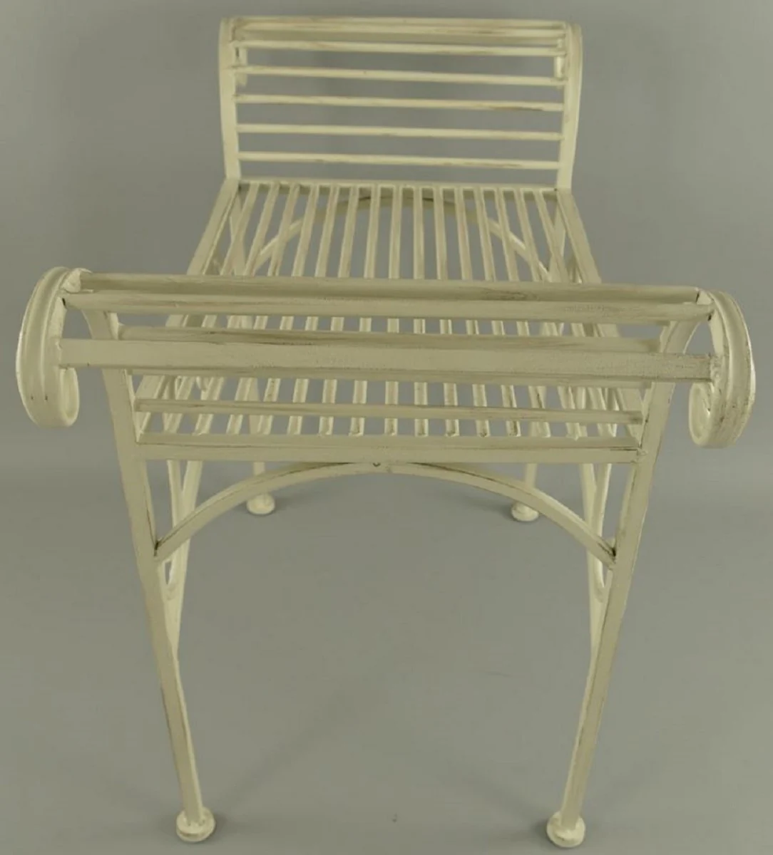 Casa Padrino taburete de jardín Art Nouveau crema antiguo 68 x 34 x A. 55 cm - Taburete de metal - Muebles de jardín y patio