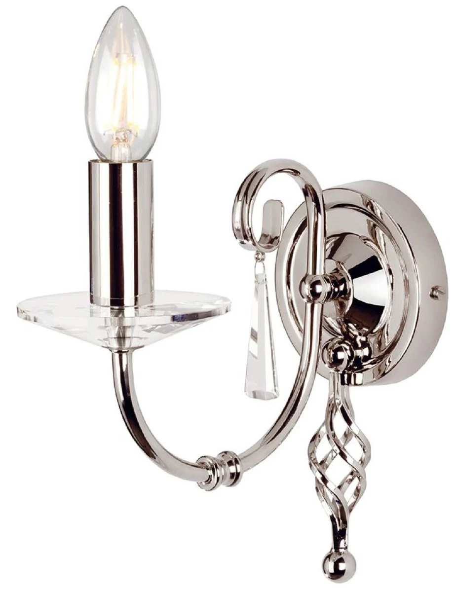 Casa Padrino lámpara de pared barroco plata 10 x 21,5 x A. 22 cm - Elegante lámpara de pared para sala de estar - Apliques de estilo barroco