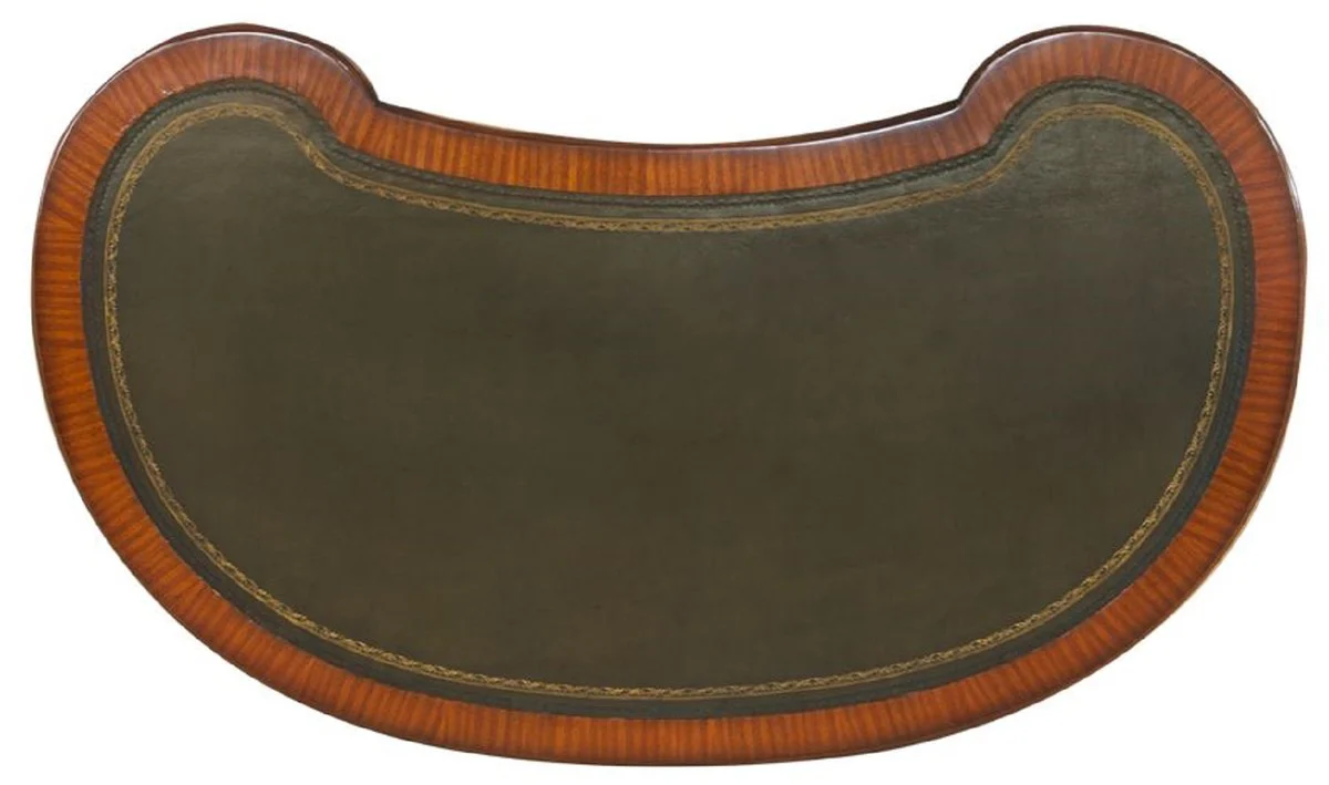 Casa Padrino escritorio barroco de lujo marr¨®n oscuro / marr¨®n claro / verde - Escritorio de caoba hecho a mano con 5 cajones - Mobiliario de oficina barroco noble