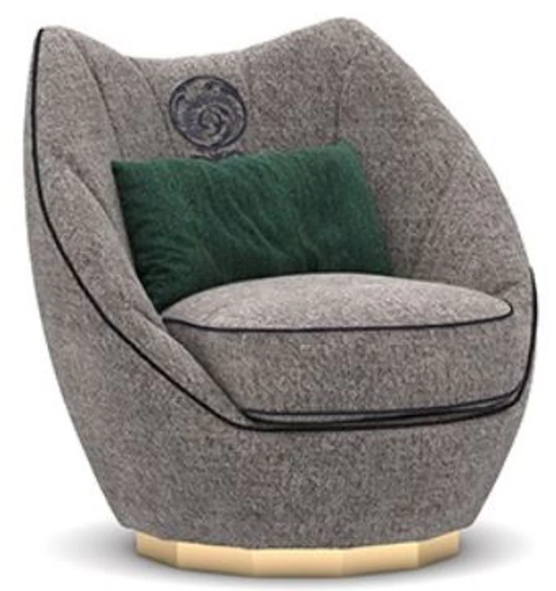 Casa Padrino sill¨®n de sal¨®n de lujo gris / negro / oro 85 x 90 x A. 90 cm - Muebles de sal¨®n nobles - Colecci¨®n de Lujo