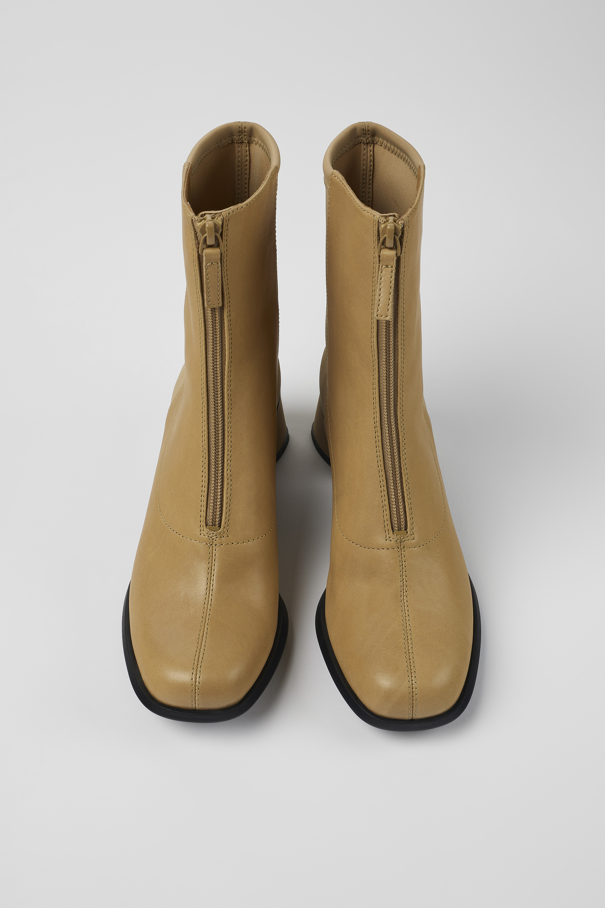 Kiara - Beige leather and recycled PET boots for women