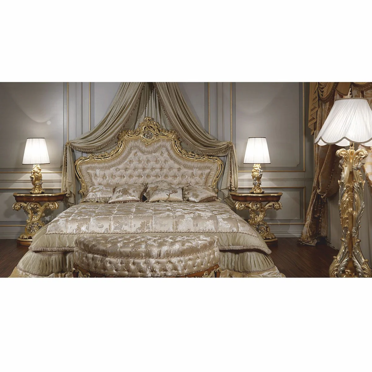 Casa Padrino l¨¢mpara de mesa barroco de lujo oro / plata / blanco A. 85 cm - Hecho en Italia