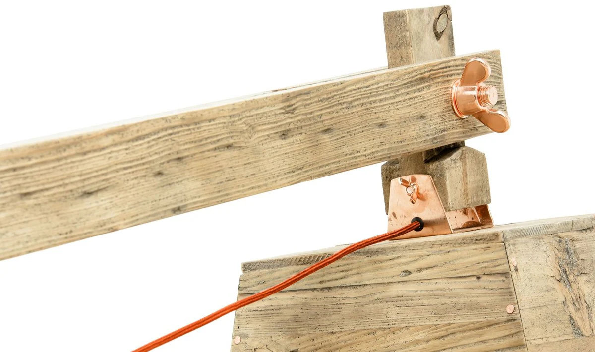 Casa Padrino lámpara de pie de madera de pino colores naturales 190 x 52 x H. 220 cm - Lámpara de Pie de Lujo con Cable Naranja