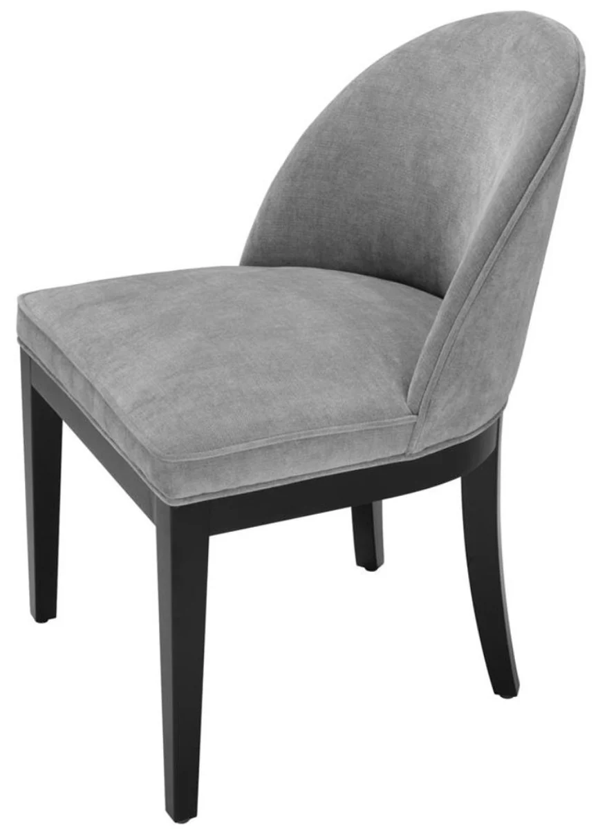 Casa Padrino silla de comedor de lujo gris / negro 55 x 61 x H. 84 cm - Muebles de Lujo