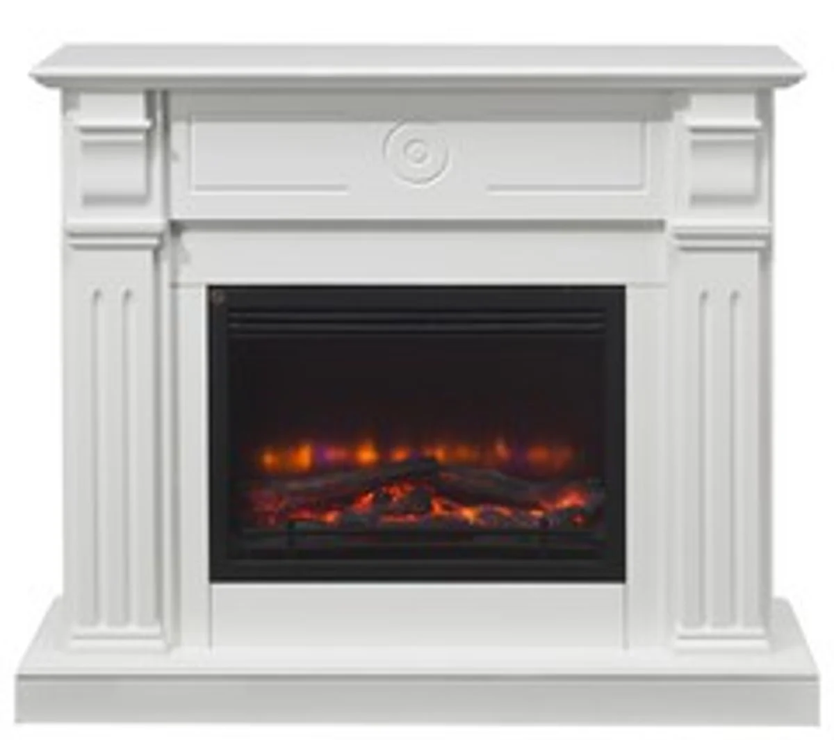 Casa Padrino chimenea el¨¦ctrica blanco antiguo de estilo barroco de estilo Art Nouveau B 110 x H 95 x P 34 cm ModG1 - Chimenea el¨¦ctrica - sal¨®n chimenea sala