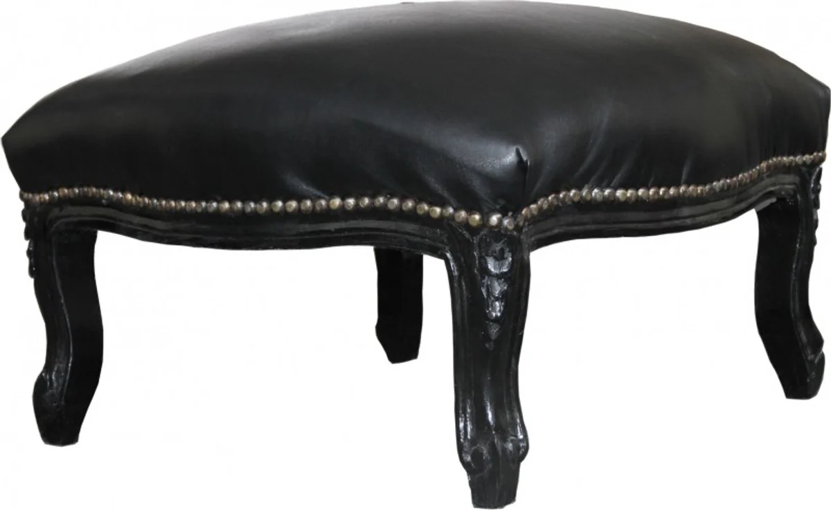 Casa Padrino barroco XXL otomana aspecto de cuero negro / negro - taburete de la bandera Ingl¨¦s - estilo antiguo Inglaterra