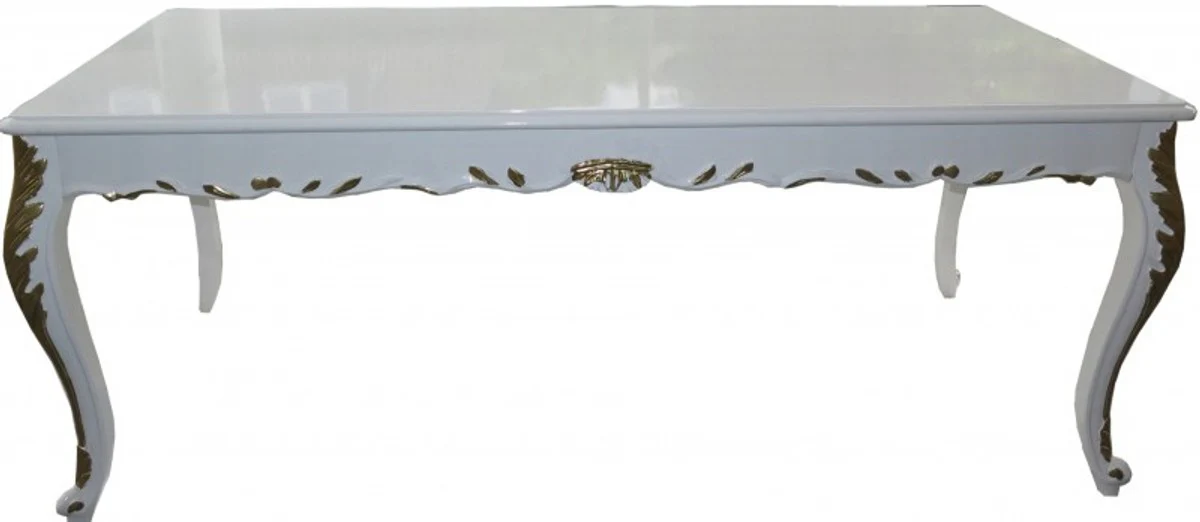Casa Padrino Baroque dining table High Gloss White / Gold - dining table - all sizes