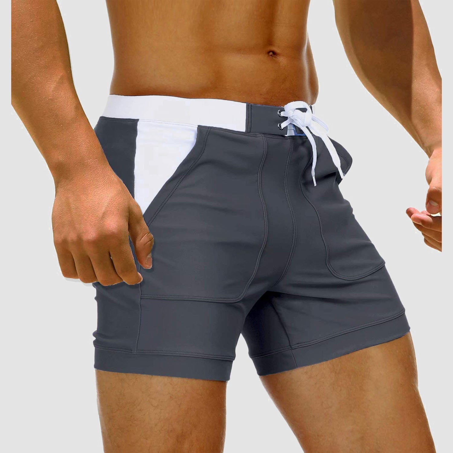 Men's Swim Trunks Square Leg with Pockets Mesh Lining Beach Shorts Underwear