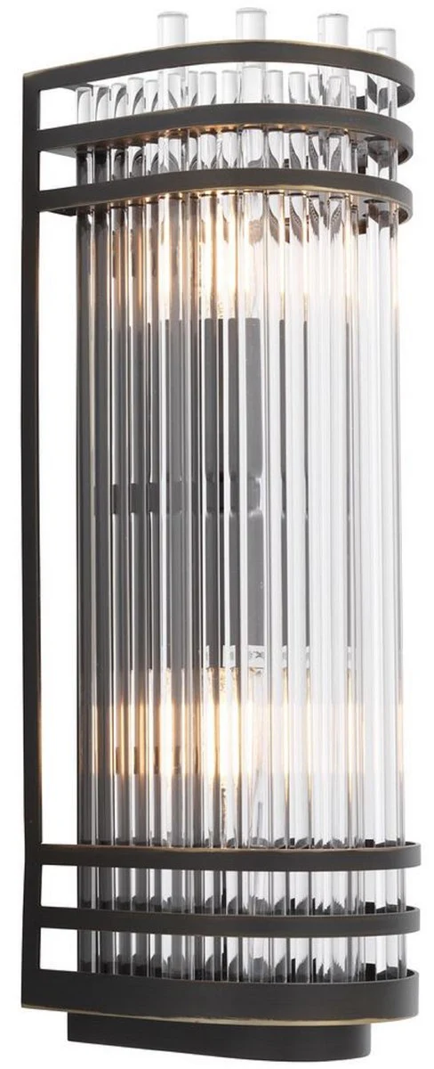 Casa Padrino lámpara de pared de lujo bronce 12 x 12,5 x A. 38 cm - Elegante aplique de metal con pantalla de vidrio - Colección de Lujo