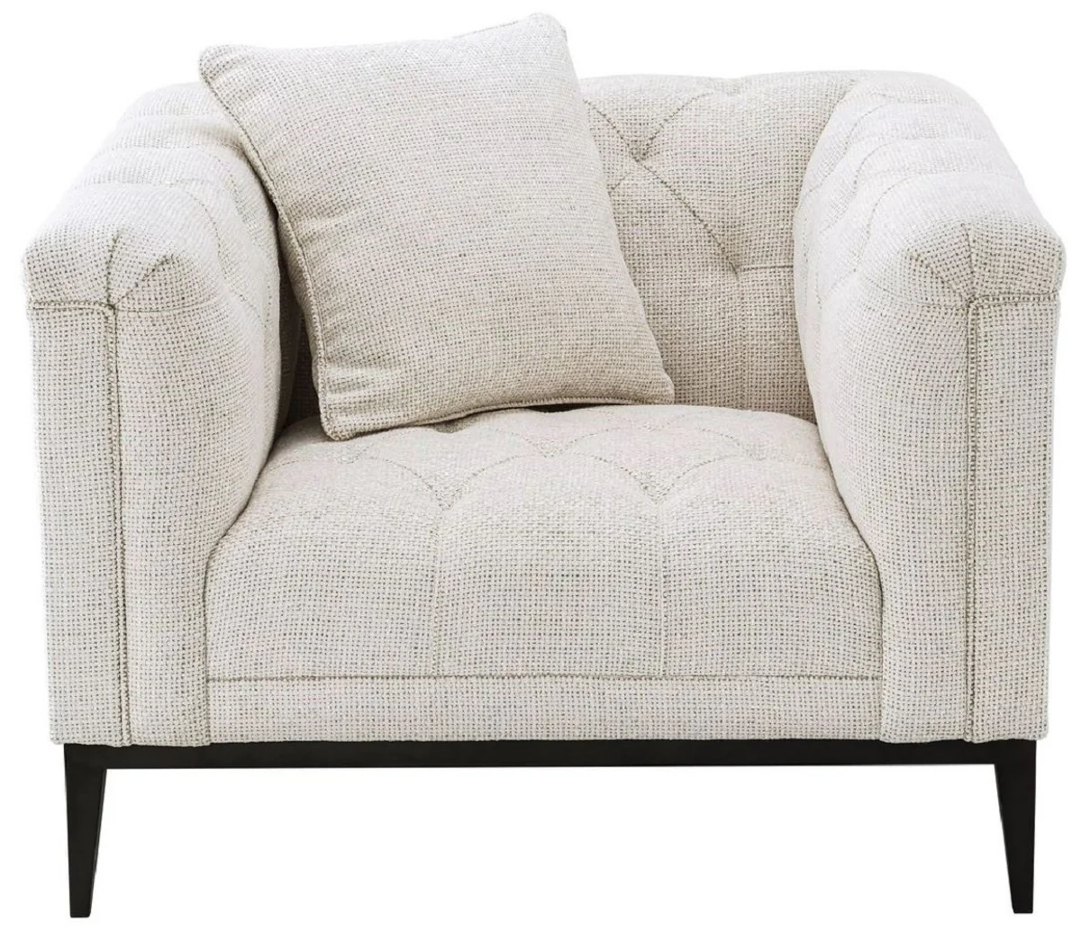 Casa Padrino sill¨®n Chesterfield de lujo con coj¨ªn blanco / bronce de ca?¨®n 103 x 97 x A. 75 cm - Sill¨®n de sal¨®n - Muebles de sal¨®n - Muebles Chesterfield - Interiores de lujo