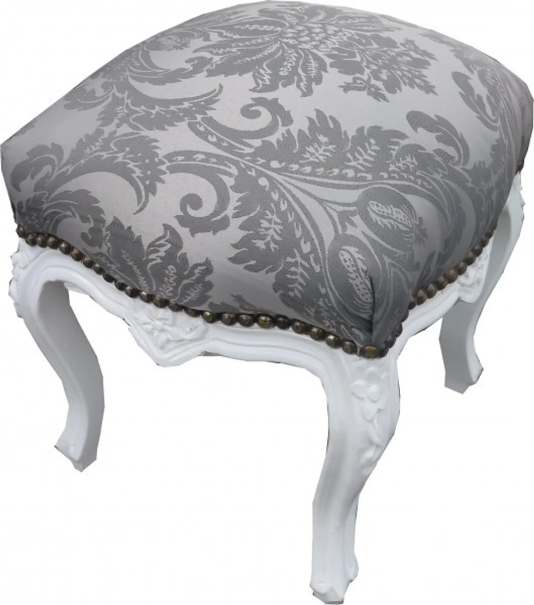 Casa Padrino barroco de heces Gris Patr¨®n / Blanco Altura 40 cm, anchura 35 cm - muebles barrocos