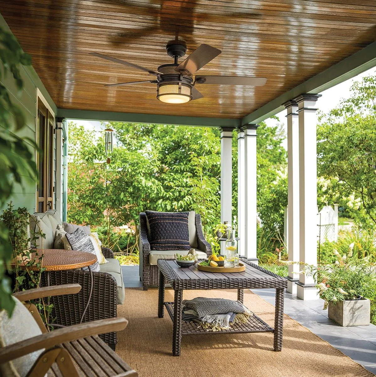 Casa Padrino ventilador de techo de lujo gris antiguo 152 x A. 42 cm - Ventilador moderno regulable con iluminación LED y control remoto - Accesorios de Lujo