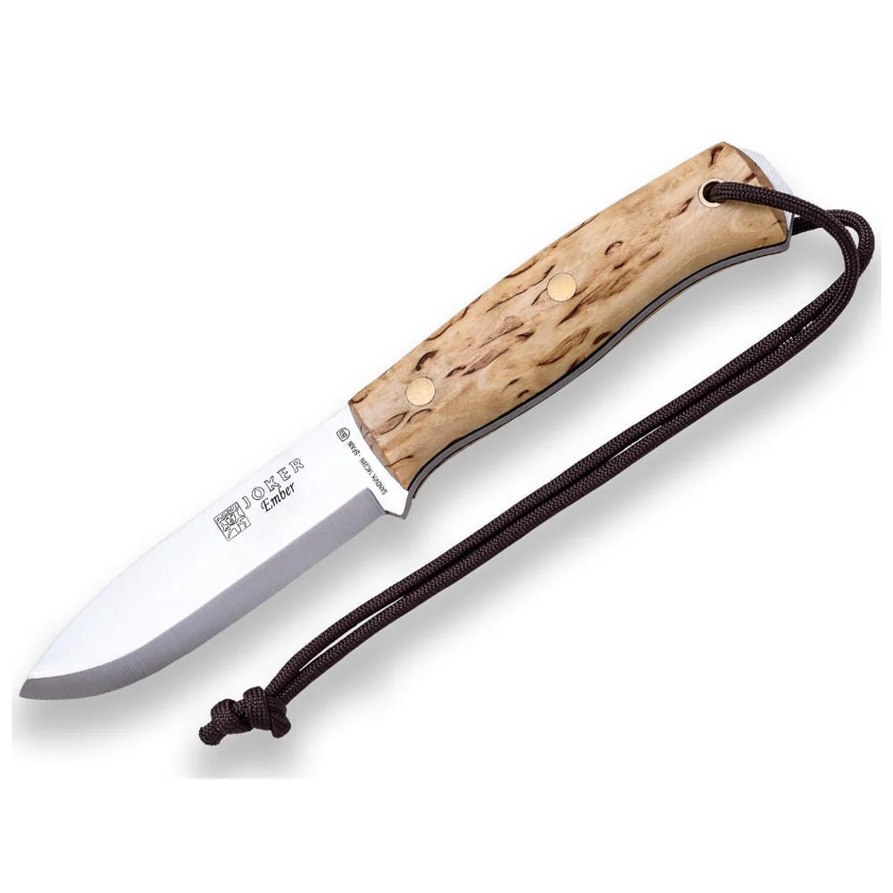 Joker Ember Scandi abedul rizado - Cuchillo de supervivencia y bushcraft